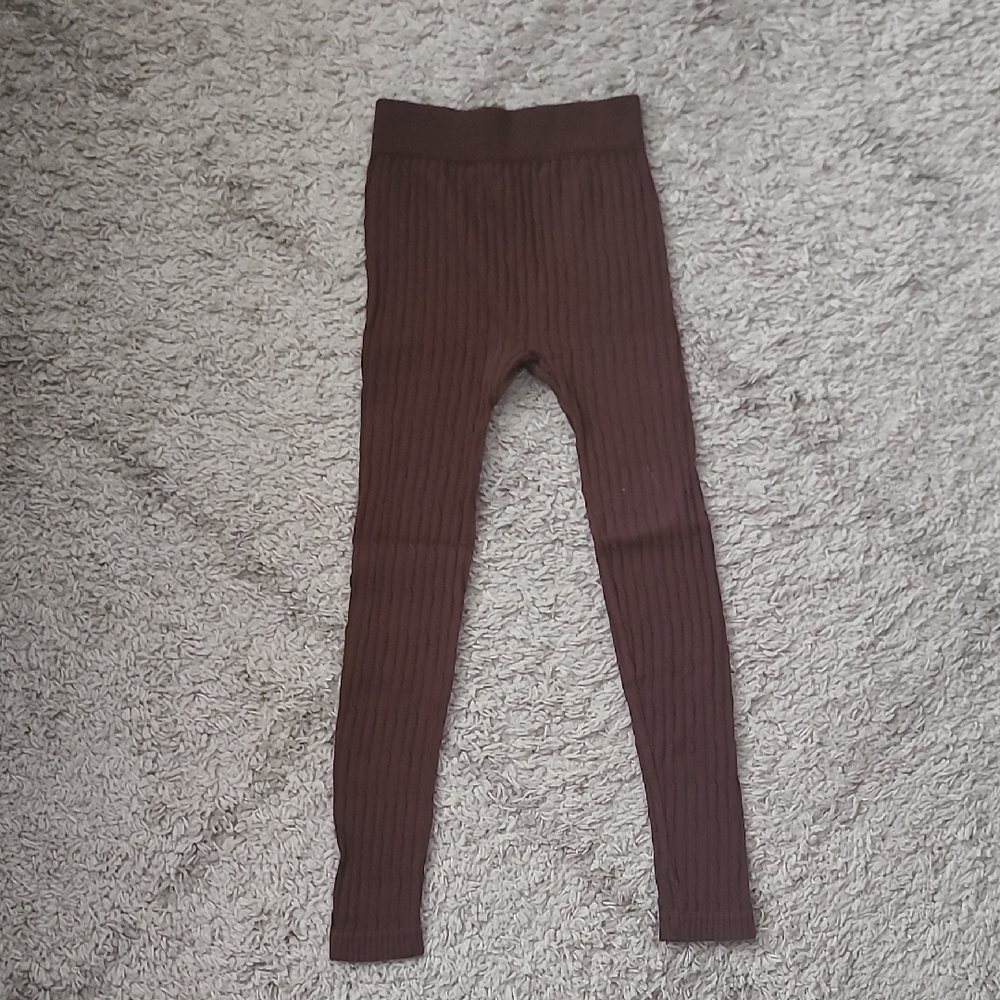 Cozy Kids Ribbed Leggings in Chocolate Brown